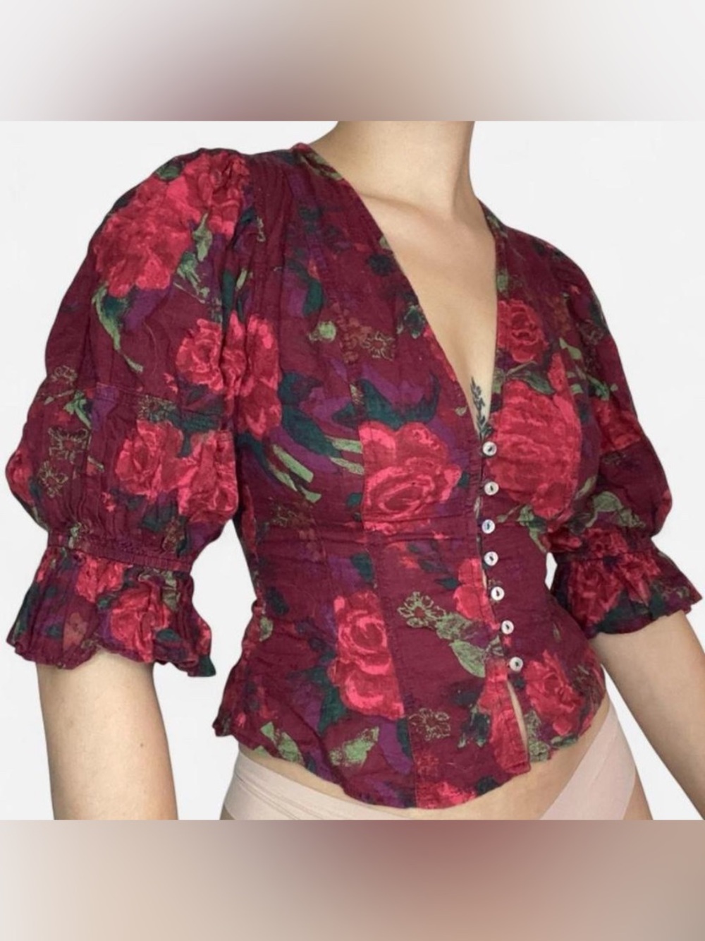 Free People 3/4 sleeve peasant blouse
